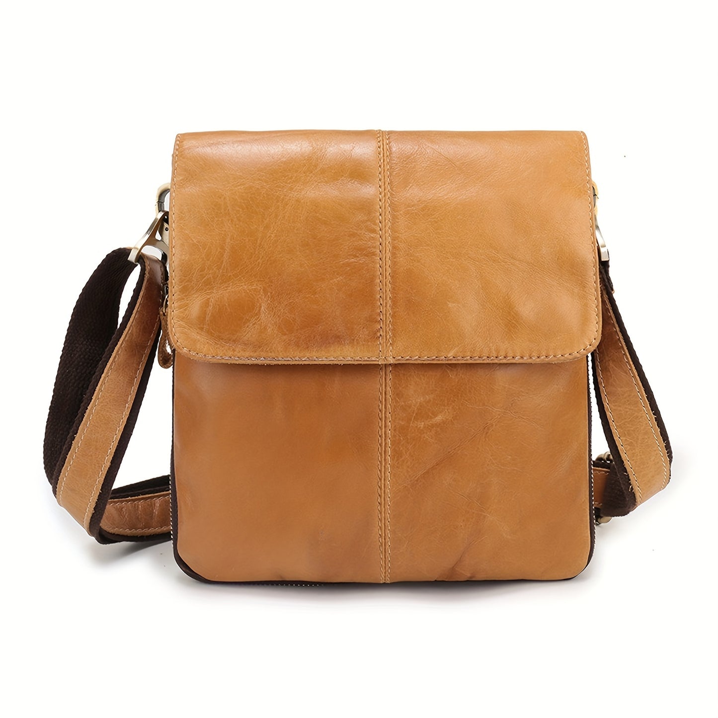 Genuine Leather Messenger Bag, Vintage Small Crossbody Shoulder Bag, Multifunctional Flap Bag Casual Purse For Men, Fit 9.7 Inch Tablet